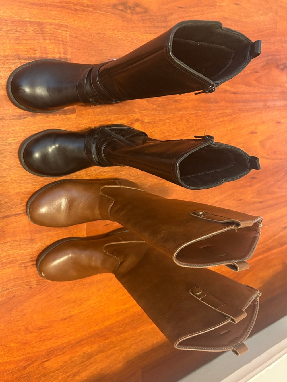 Girls Tall Boots (2 Pair Bundle) - Black and Brown Size 12